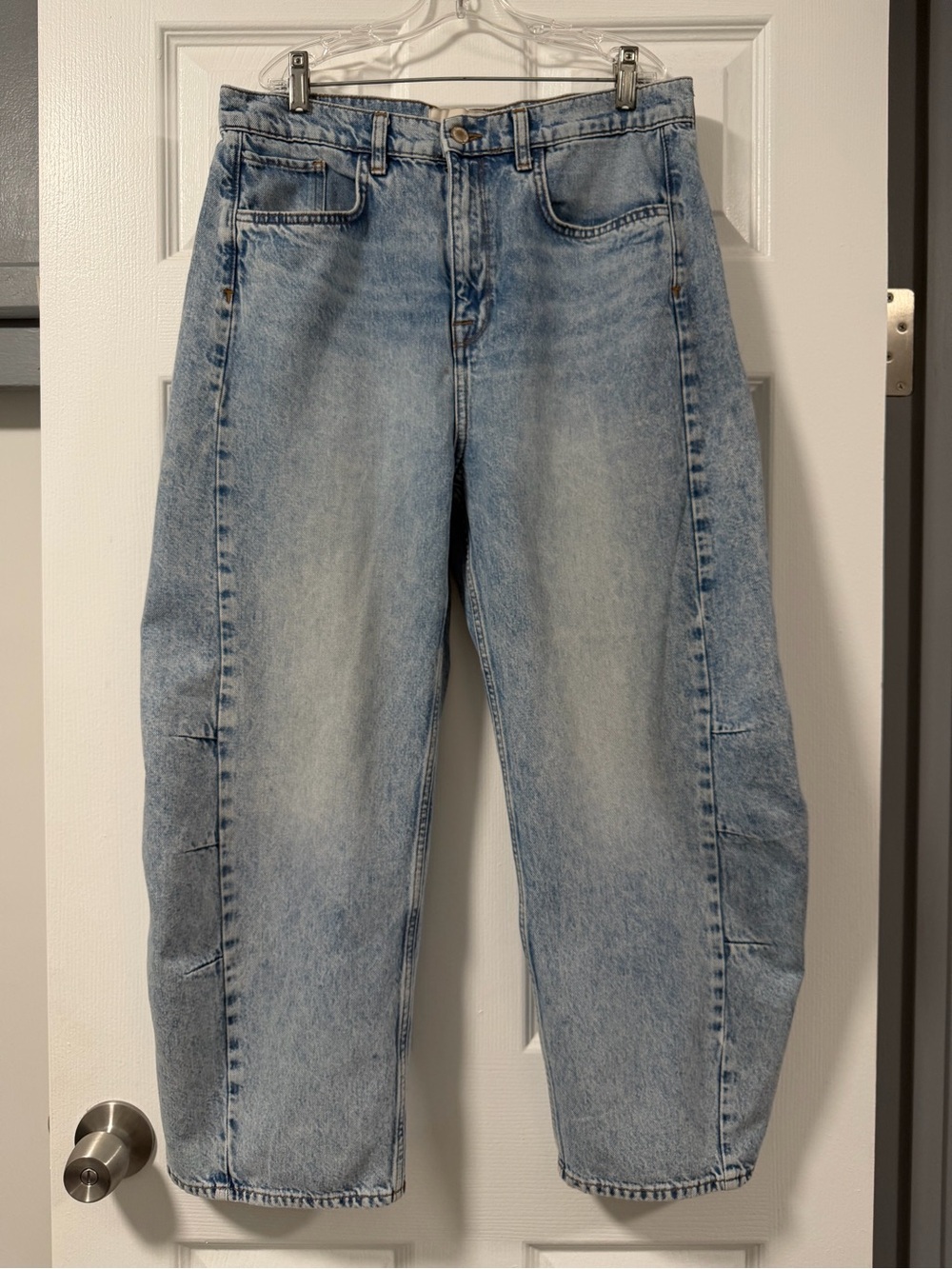 Triarchy Ms Walker Mid Rise Barrel Jeans Size 29 Light Wash Organic Cotton